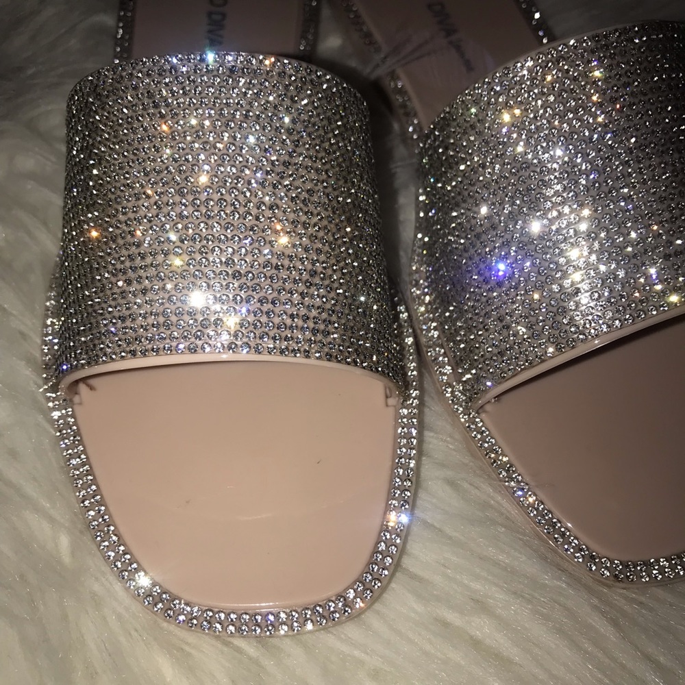 Nude Rhinestone Jelly Slide Sandal - Picture 8 of 10